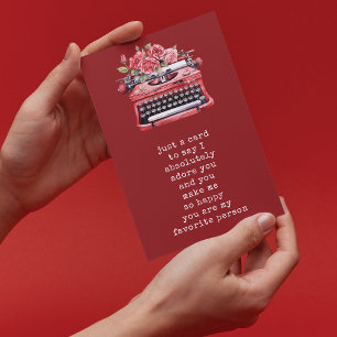 Valentinstag Florale Schreibmaschine Personalisier Feiertagskarte