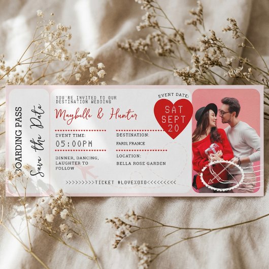 Valentinstag-Flugticket Save-the-Date Einladung