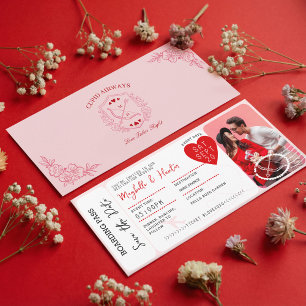 Valentinstag-Flugzeug-Bordkarte Save The Date Einladung