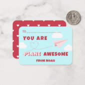 Valentinstag-Flugzeug im Klassenzimmer Phantastisc Mitteilungskarte (Vorderseite/Rückseite Beispiel)