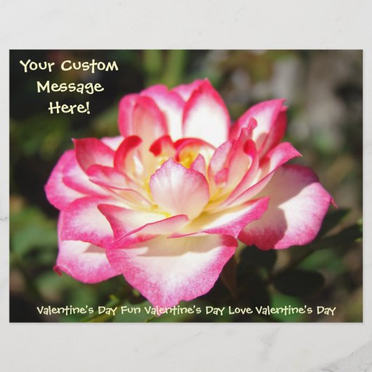 Valentinstag Flyer Brauch Pink White Rose (Vorne)