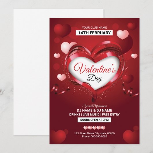 Valentinstag Flyer Einladung (Vorne/Hinten)