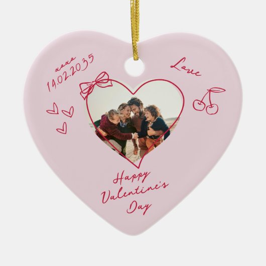 Valentinstag Foto Familie Keramik Ornament (Vorne)
