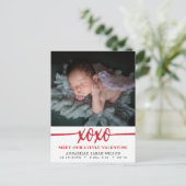 Valentinstag Foto Geburtsankündigung Postkarte (Stehend Vorderseite)