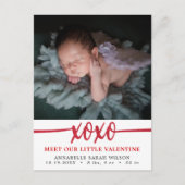 Valentinstag Foto Geburtsankündigung Postkarte (Vorderseite)