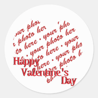 Valentinstag-Foto-Rahmen des weißen Herzens Runder Aufkleber