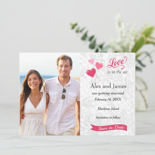 Valentinstag Foto Save the Date (Stehend Vorderseite)