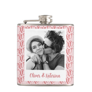 Valentinstag-Foto von Paaren XOXO Flachmann