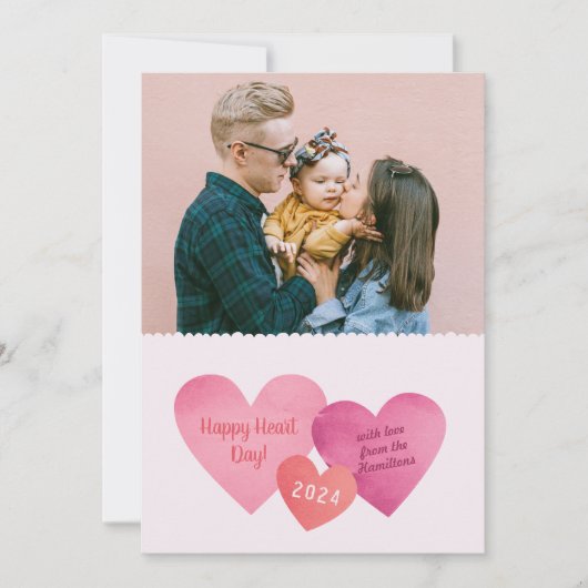 Valentinstag-Fotokarte für Papierherzen Feiertagskarte (Vorderseite)