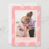 Valentinstag-Fotokarte mit rosa Herzen (Vorderseite)