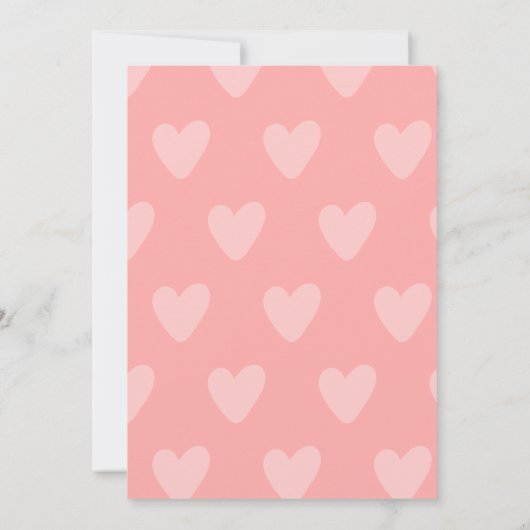 Valentinstag-Fotokarte mit rosa Herzen (Rückseite)