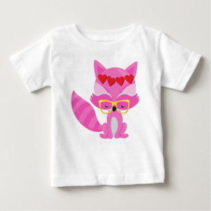 Valentinstag Fox, Rosa Fox, Brille, Herz Baby T-shirt