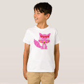 Valentinstag Fox, Rosa Fox, Brille, Herz T-Shirt (Vorne ganz)
