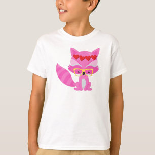 Valentinstag Fox, Rosa Fox, Brille, Herz T-Shirt