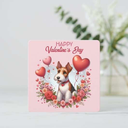 Valentinstag - Fox Terrier 2 - Karte (Stehend Vorderseite)