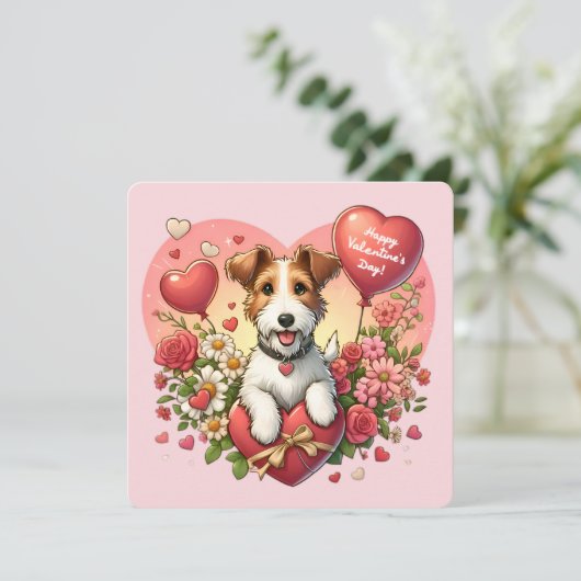 Valentinstag - Fox Terrier - Karte (Stehend Vorderseite)