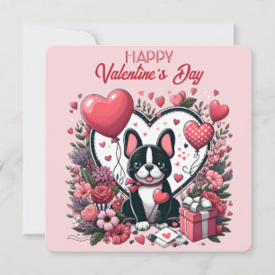 Valentinstag - Französische Bulldogge 1 - Karte