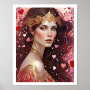 Valentinstag Frau Art Deco Crown Print Poster