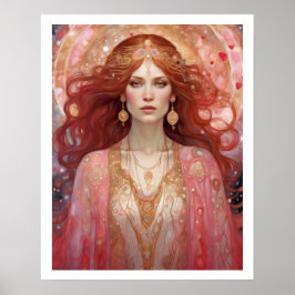 Valentinstag Frau Art Déco Roter Kopf Print Poster