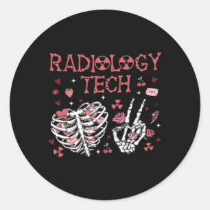 Valentinstag Frauen Radiologie Tech Skelett Ultras Runder Aufkleber
