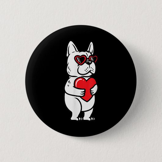 Valentinstag French Bulldog Dog Liebe Frenchie Lo Button (Vorderseite)
