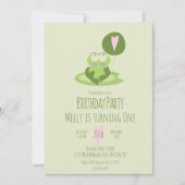 Valentinstag Frog Birthday Balloon Green Einladung (Vorderseite)