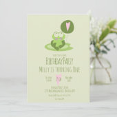 Valentinstag Frog Birthday Balloon Green Einladung (Stehend Vorderseite)