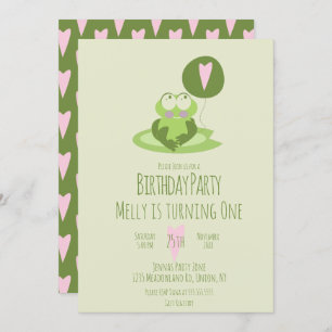 Valentinstag Frog Birthday Balloon Green Einladung