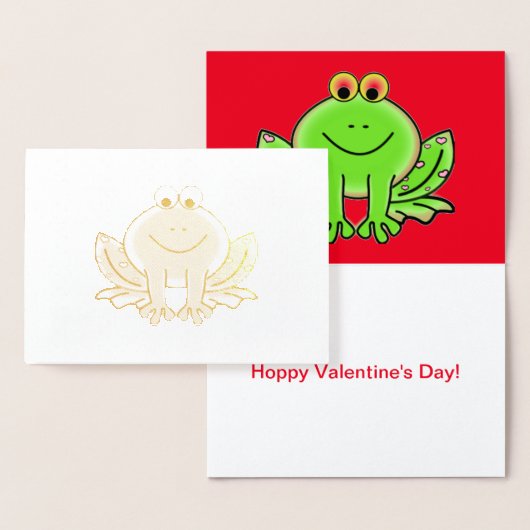 Valentinstag Frosch auf Goldfoil, Mohnfrosch Folienkarte (Anzeige)