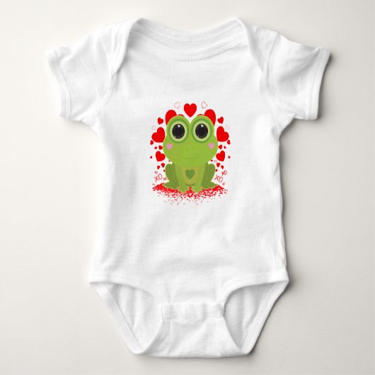 Valentinstag-Frosch Baby Strampler (Vorderseite)