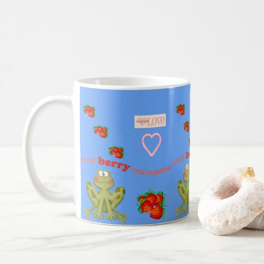 Valentinstag Frosch Berries Tasse (Mit Donut)