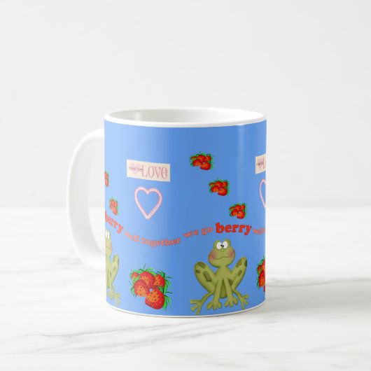Valentinstag Frosch Berries Tasse (Vorderseite Links)