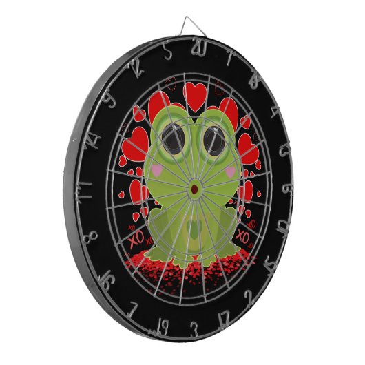 Valentinstag-Frosch Dartscheibe (Vorderseite Links)