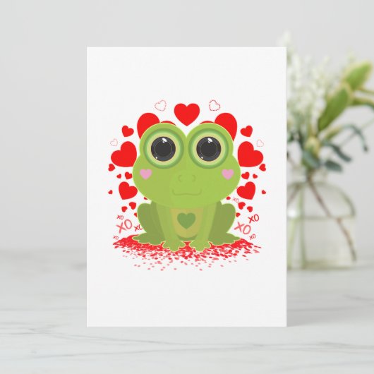 Valentinstag-Frosch Feiertagskarte (Stehend Vorderseite)