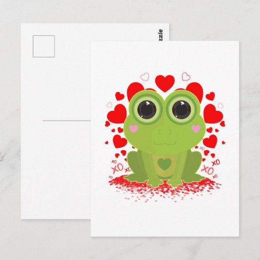 Valentinstag-Frosch Postkarte (Vorne/Hinten)