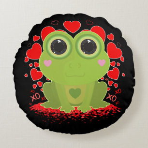 Valentinstag-Frosch Rundes Kissen
