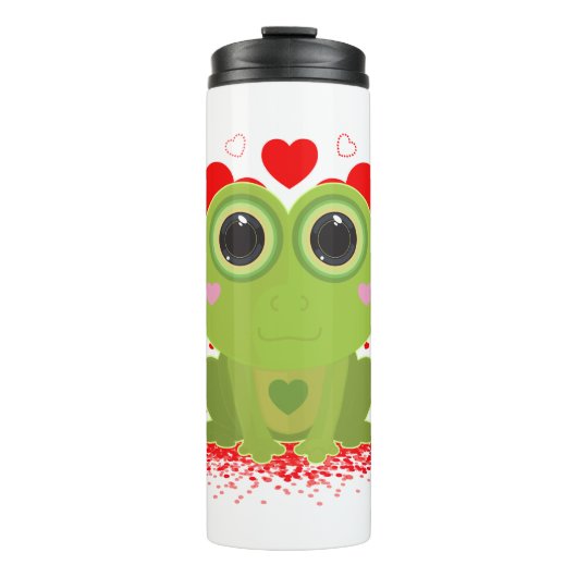 Valentinstag-Frosch Thermosbecher (Vorderseite)