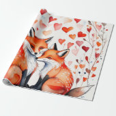 Valentinstag Fuchs rote Herzen Wrapping Paper Geschenkpapier (Ungerollt)