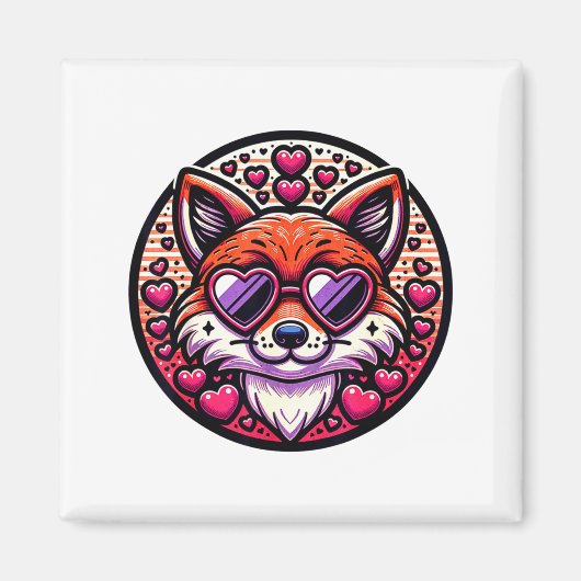 Valentinstag Fuchs und passende Paarfüchse Magnet (Vorne)