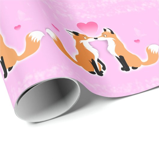 Valentinstag Füchse Geschenkpapier (Rolleneckpunkt)