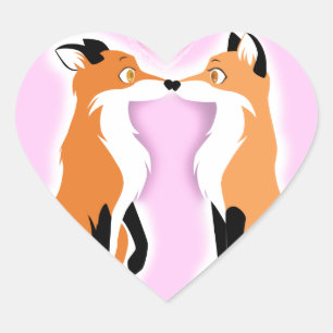 Valentinstag Füchse Herz-Aufkleber