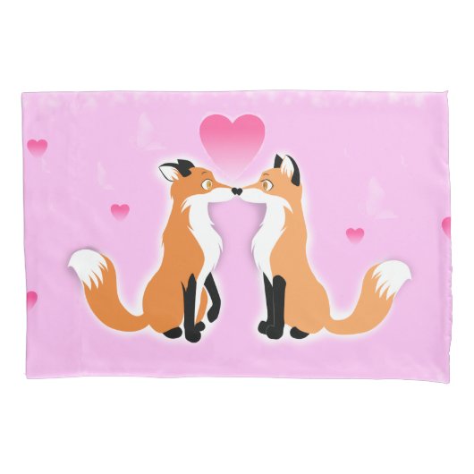 Valentinstag Füchse Kissenbezug (Vorderseite)