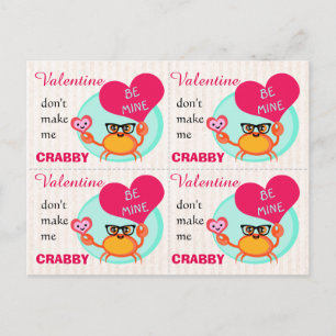 Valentinstag Funny Hipster Crab Cards (4) Feiertagspostkarte