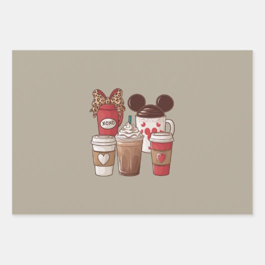 Valentinstag Funny Latte Coffee Lover Geschenkpapier Set (Vorderseite)