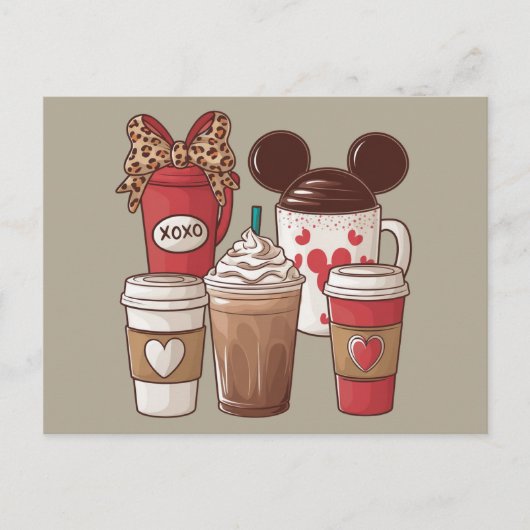 Valentinstag Funny Latte Coffee Lover Postkarte (Vorderseite)