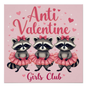 Valentinstag Funny Raccoon Niedlich Kawaii Poster