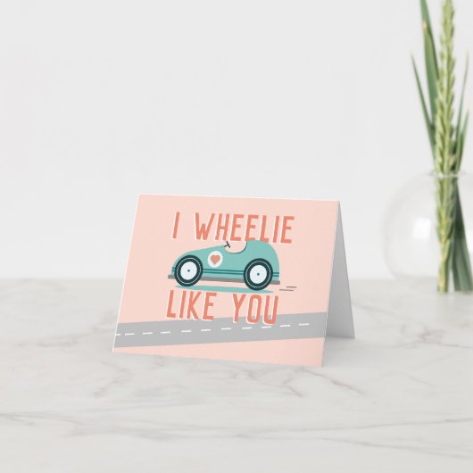 Valentinstag Funny Race Car Themenkarte Dankeskarte (Vorderseite)