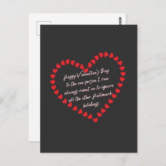 Valentinstag Funny Sarcasm Spaß Zitat Postkarte (Vorne/Hinten)