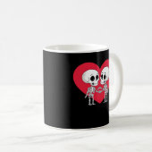 Valentinstag Funny Skeleton Handherz Kaffeetasse (VorderseiteRechts)