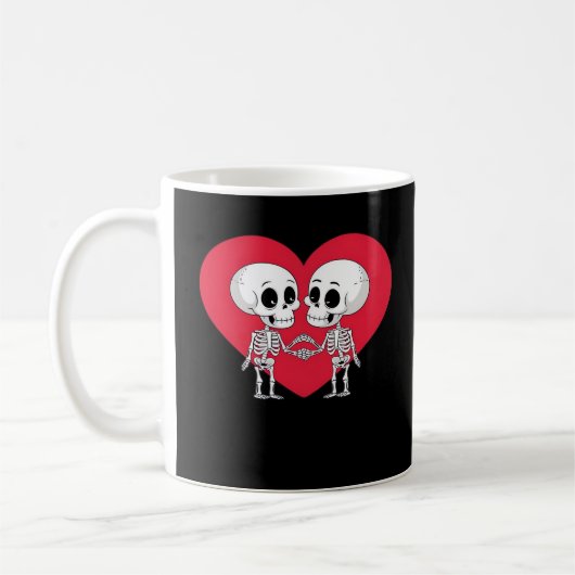 Valentinstag Funny Skeleton Handherz Kaffeetasse (Links)